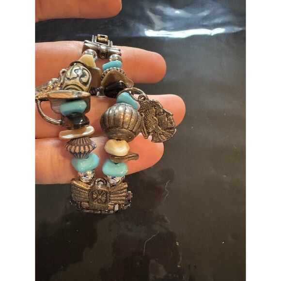 Vtg Southwest Watch Women 25mm Silver Tone Beaded Bracelet Band-Untested - Picture 7 of 9